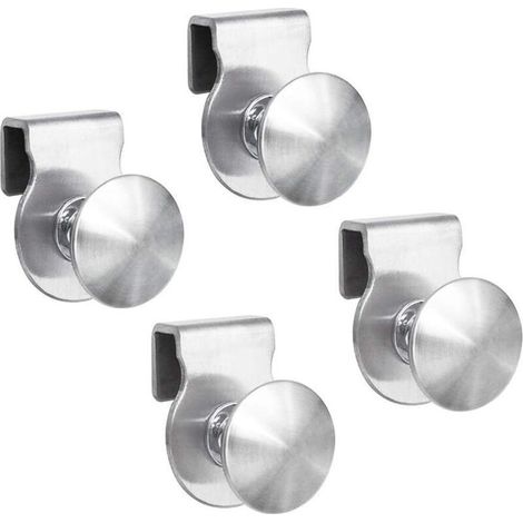 Set of 4 Glass Door Handles - Stainless Steel - No Drilling Required (1/5)