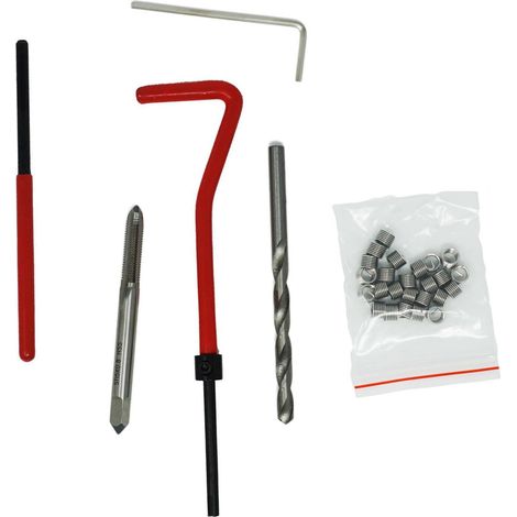 Dapetz ® Thread Repair Kit 25Pcs Helicoil Insert Sleeves Metric Restoring Thread Repair Tools Wire Insert Kit Compatible Hand Tool Set for Auto Repairing M5 X 0.8 X 6.7mm Stainless Steel Tap Drill (1/5)