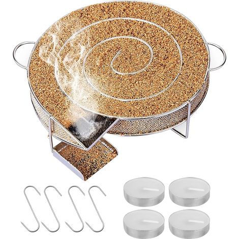 Générateur de fumée froide rond pour four à fumer, fumage à froid en acier inoxydable avec 4 crochets et 4 bougies, Convient pour tous les appareils à fumer (20 x 18 x 5 cm) (1/5)