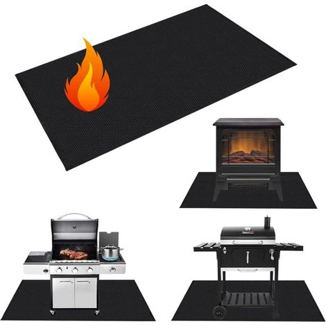 Tapis de Protection 100x182cm Tapis Barbecue Sol D'extérieur Tapis de Gril Anti Feu BBQ Tapis Réutilisable Facile à Nettoyer Étanche Tapis de Foyer pour Pelouse Patio-- (1/5)
