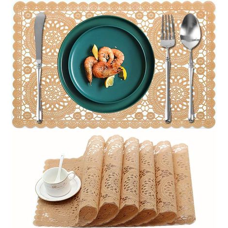 Wasserfeste orangefarbene Kunststoff-Tischsets, leicht zu reinigen, abwaschbar, aus PVC-Vinyl, für die Küche (Dd-orang).