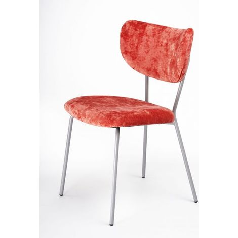 Sedia velluto imbottita Design Moderno qualità Made In Italy - Telaio Metallo GRIGIO velluto pregiato 5 colori - SURI COLORE Velluto Rosso Rosè - Telaio Grigio Opaco (1/5)