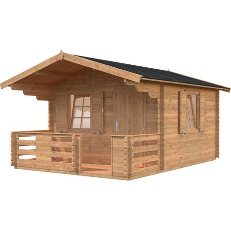 Abri de jardin en bois 10,5 m² – Épicéa nordique traité autoclave – Double porte vitrée – Dimensions 426 × 380 cm – Palmako (1/5)