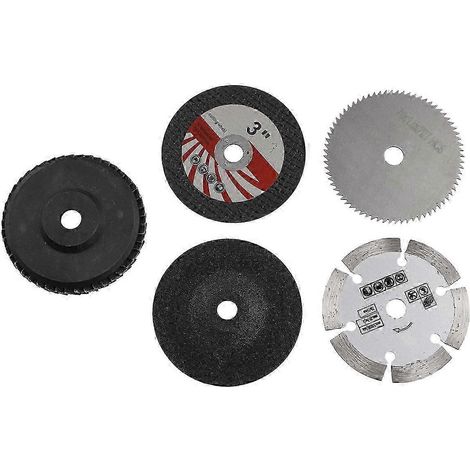 Lot de 5 disques à tronçonner de 75 mm (3 pouces) pour meuleuse d'angle, pour le travail du bois, la pierre et le marbre. (1/5)