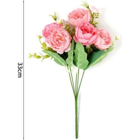 Fleurs artificielles pivoine en soie - - 5 bouquets de 25 têtes - Décoration maison mariage fête bleu (1/4)