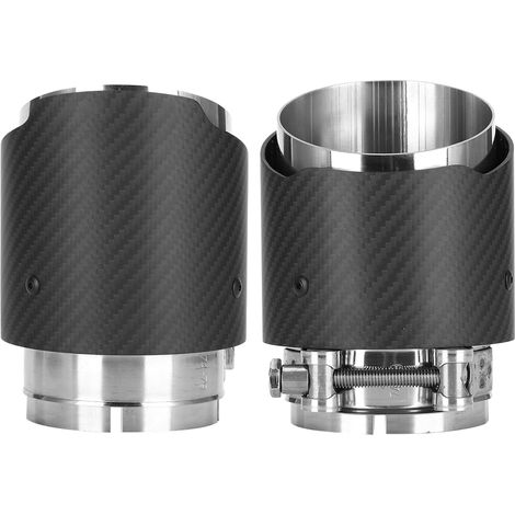 Auspuffendrohr aus Kohlefaser, 80 mm Einlass, 101 mm Auslass, gerade, matt, passend für Mazda CX5 CX4 (Silber) (1/5)