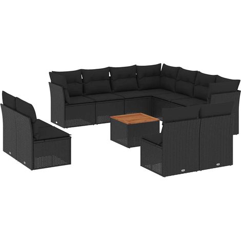 Maison Exclusive - 12-tlg. Garten-Sofagarnitur mit Kissen Schwarz (1/5)