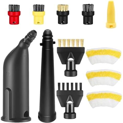 12 accessoires nettoyeur vapeur pour Kärcher SC1 SC2 SC3 SC4 EasyFix Set de 12 accessoires avec brosses, embouts et housses nettoyeur vapeur pour Kärcher. Résistants à la chaleur et lavables (1/5)