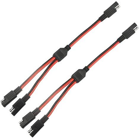 Lot de 2 Répartiteur SAE Y 1 à 2 connecteurs SAE 30 cm 14 AWG Câble d'extension de charge d'alimentation de voiture à déconnexion rapide pour panneau solaire automobile (1/5)