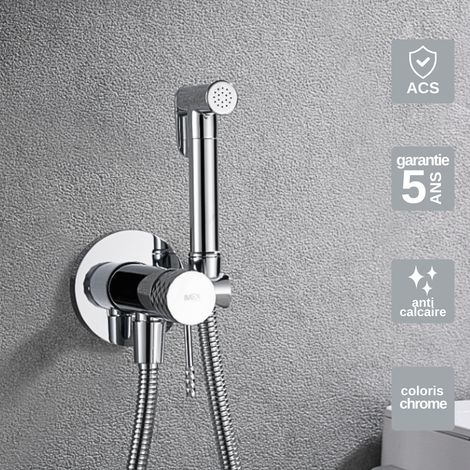Douchette hygiénique encastrée pour WC ou bidet chromé – Mitigeur monocommande – Débit 12 l/min – Installation facile – Imex Products (1/4)