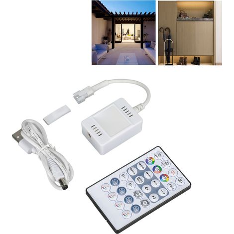 Contrôleur de bande lumineuse RGB 5V avec application Wi-Fi, télécommande, connecteur 3 broches et câble USB pour bar, karaoké et autres établissements de la maison. (1/5)