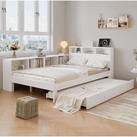 Cama con nido 120x200 y estantería de madera OKMYHOME (1/5)