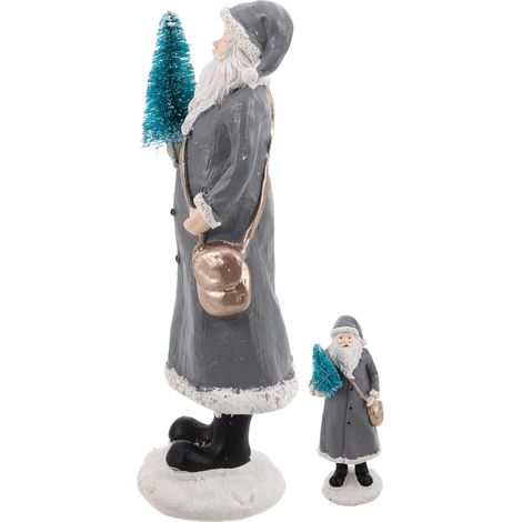 Figurine de Noël en Résine Père Noël Debout avec Sapins et Besace Ornement pour Maison (1/5)