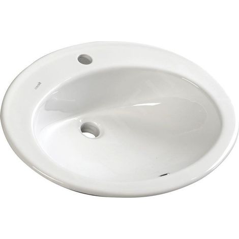 Sapho – Vasque à encastrer 58x46 cm en céramique sanitaire – Avec trop-plein et trou pour robinetterie – TP230 (1/2)