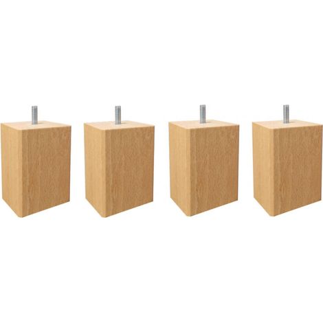 Lot de 4 pieds de meuble 15x7 carré en bois de hêtre - PIEDS DE LIT (1/4)