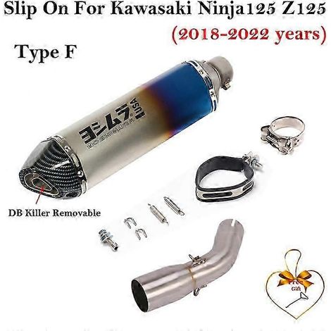 Sistema De Escape Para Motocicleta, Silenciador De Tubo De Enlace Medio Modificado Para Kawasaki Ninja125 Z125 Ninja 125 2018 - 2022( Type F) (1/5)