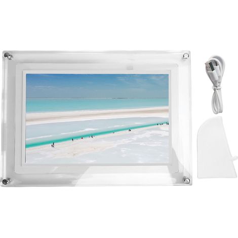 Cadre photo numérique 10,1 pouces WiFi intelligent – Écran tactile 1280x800 rotation auto partage photos vidéos application VPHOTO acrylique (1/5)
