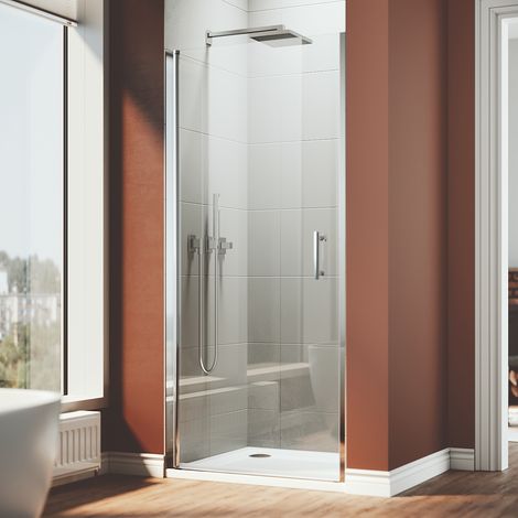 ELEGANT 760mm Frameless Pivot Shower Door Enclosure 6mm Safety Glass Reversible Shower Cubicle Door (1/5)
