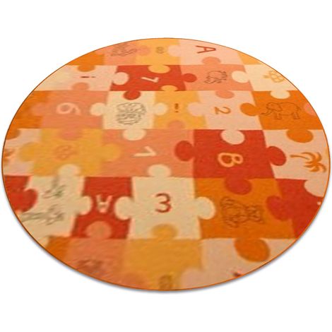 Alfombra infantil PUZLE anaranjado  círculo orange circulo 100 cm