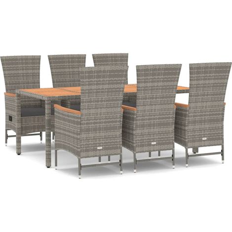 Maison Exclusive - Set da Pranzo da Giardino 7 pz con Cuscini in Polyrattan Grigio (1/5)