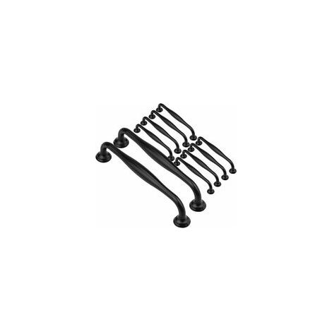 Lot de 20 poignées de porte noires en barre, entraxe 96 mm, pour cuisine, chambre –