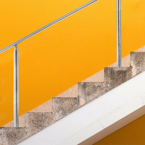 Randaco 180 cm Edelstahl Handlauf Geländer Treppengeländer mit 0 Querstreben für Treppen Brüstung Ø 42mm Balkongeländer Aufmontage