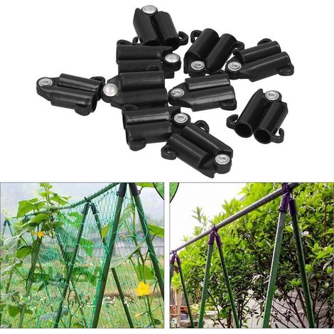 Connecteur pour Tuteurs de Jardin B‑Type (Diamètre 11mm) - Lot de 10 Pièces en PP Vert (1/5)
