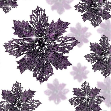 16 piezas de flores artificiales de flor de Pascua con purpurina - Decoraciones navideñas de flor de Pascua morada para árbol de Navidad (1/5)