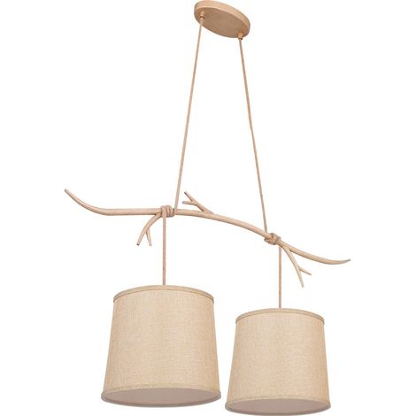 Lampada a sospensione da soffitto paralume in tessuto metallico marrone lampada a sospensione antler decor lampada a sospensione, IP20, 2x E27, LxPxH 90x25x120cm