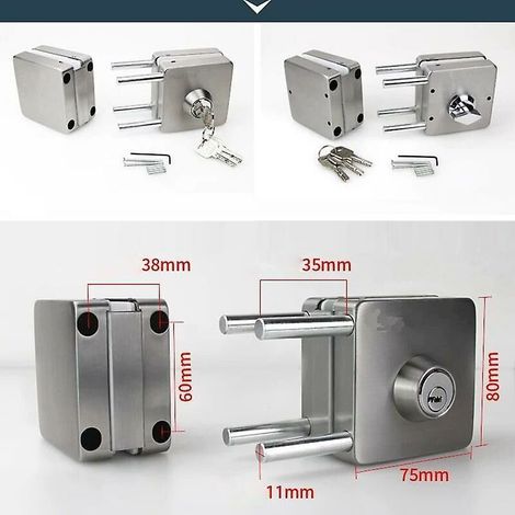Serrure de porte en verre en acier inoxydable 10-12 mm, double face, ouverture sans perçage-AquaForge (1/5)