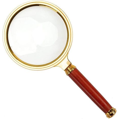 Loupe de poche 10X avec manche en bois antique (1/5)