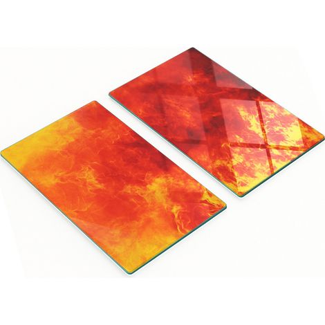 Taglieri da cucina decorativi in vetro con grafica a fiamma, 2x30x52 cm (1/5)