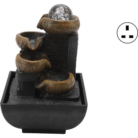 Fontaine de bureau décorative, ornement d'eau ruisselante en résine avec perles lumineuses multicolores, fiche UK 220-240V