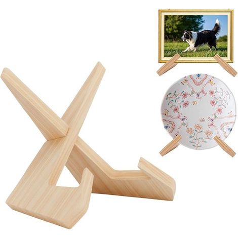 Support de livre en bois – Clair – Pour livres de recettes et assiettes – Design naturel (1/4)