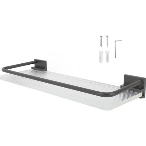 Étagère murale de salle de bain en aluminium et acrylique, porte-serviettes, support de rangement de salle de bain, design innovant pour petites salle (1/5)