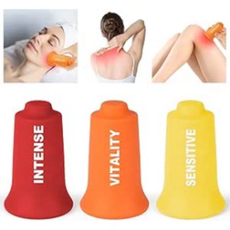 Kit de ventouses en silicone, 3 ventouses à vide en silicone, massage corporel et facial, massage anti-cellulite (1/5)