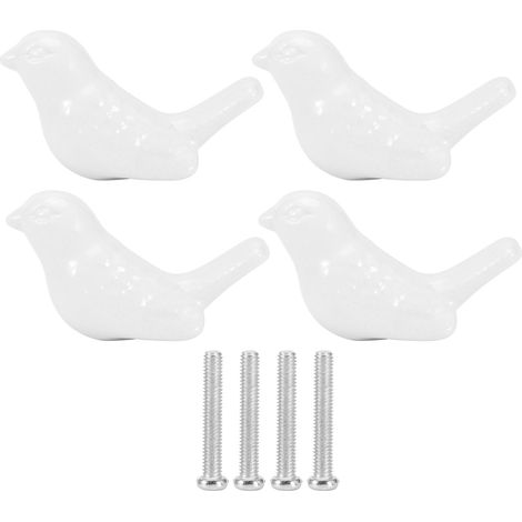 4 pièces Boutons en Céramique Oiseau Forme DIY Porte Tiroir Armoire Tirez Poignée Meubles Accessoires Cuisine Poignée et Tire Cabinet Bouton(blanc).