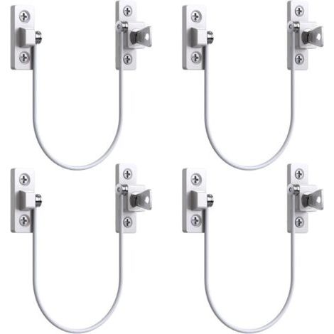 4pcs Entrebâilleur Fenêtre Porte Restricteur de Porte de Fenêtre Verrou Fenetre UPVC Verrouillage de Limite Verrou de Sécurité Câble Serrure de Limite Avec Clé et Vis (1/5)