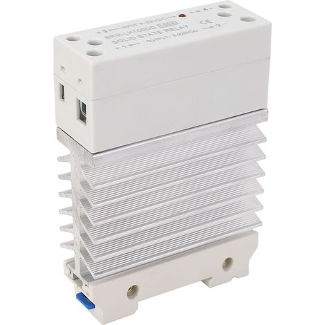 Relais statique monophasé à rail DIN, entrée 3-32VDC, sortie 5-220VDC, dissipateur thermique intégré (1/5)