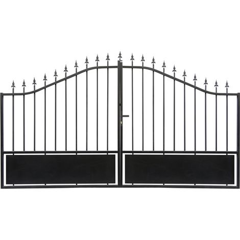 Portail battant fer noir 300x173 cm semi-ajouré AURORE (1/3)