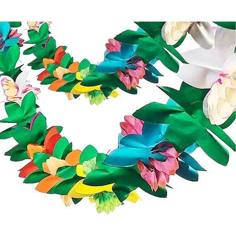 Guirnalda de flores hawaianas de 3 m – Flores de hibisco de papel tropical, para cumpleaños, bodas y baby showers. (1/5)