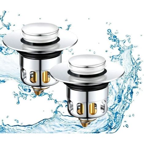 2 Pcs Bonde de Lavabo Pop-Up Universel Bonde Lavabo Filtre de Vidange Anti-Bloqué Bouchon d'évier pour Trous de Drainage 34 - 40mm (1/5)