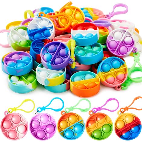 Lot de 30 porte-clés pop fidget, jouets anti-stress pour enfants 4-8 ans, cadeaux de fête et prix de classe. (1/5)