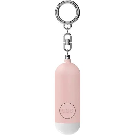 (Rose) Porte-clés d'alarme de sécurité d'autodéfense d'urgence de 130 décibels avec lumière LED, pour l'autoprotection des femmes. (1/5)