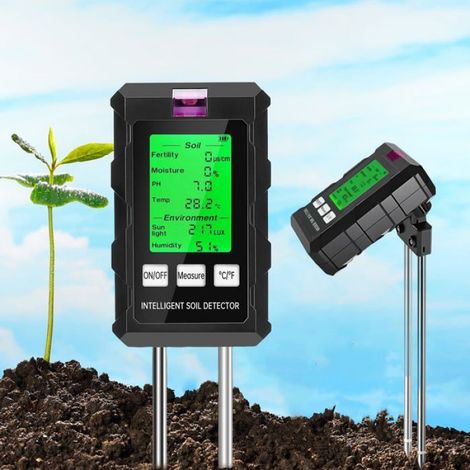 Testeur d'humidité du Sol,Testeur Sol 6 en 1,Hygrometre Plante avec pH Humidité Fertilité du Sol Lumière du Soleil Détection (1/5)