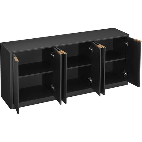 Buffet moderne de 170 cm en forme de vague, meuble de rangement au design de contour courbé, armoire 6 portes avec fonction de rangement, adapté à la cuisine/chambre/salon, noir, 1704070.5cm