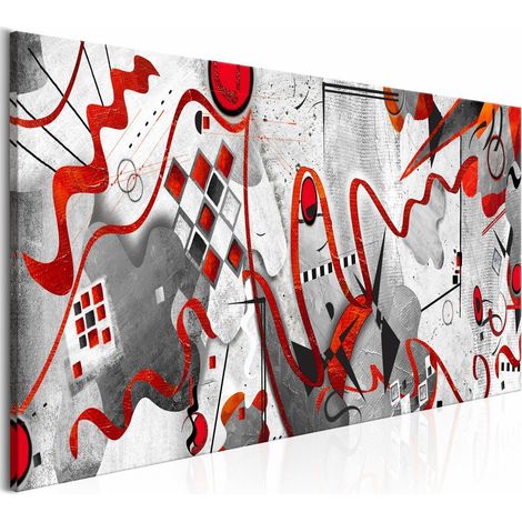 Tableau larges rubans rouges - 100 x 45 cm (1/4)