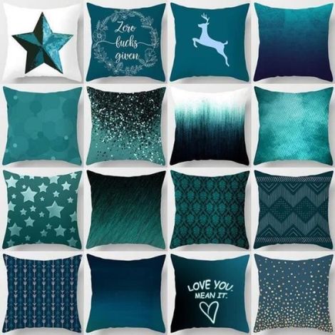 TAIE OREILLER Linge de Lit4545cm nordique taie d'oreiller géométrique taie d'oreiller bleu vert taie d'oreiller décoratif housse (1/4)