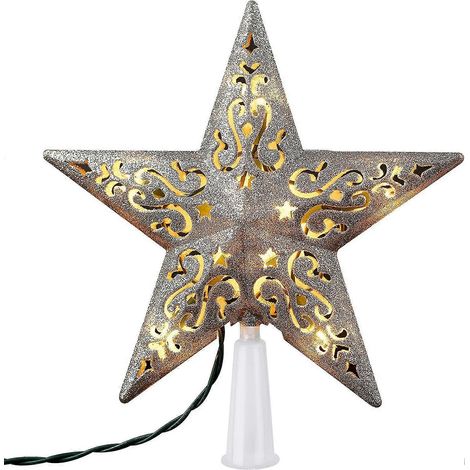 Étoile de Noël lumineuse pour sapin, pentagramme 3D creux intégré (1/5)