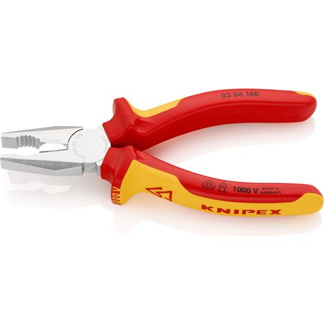 KNIPEX 03 06 160 Pinza universale isolati con manici rivestiti in materiale bicomponente, collaudati VDE cromata 160 mm (1/9)